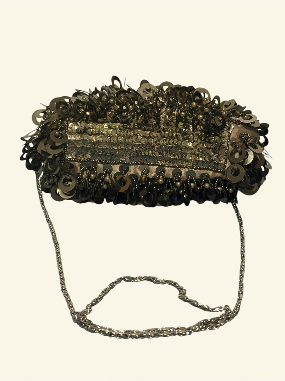 Sequined Evening Top-Handle Clutch in Gold - Picture 4 of 7